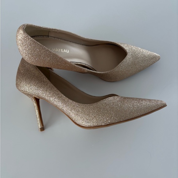 Le Château Gold Glitter Pointed-Toe Heels Size 8 NEW - Picture 2 of 5